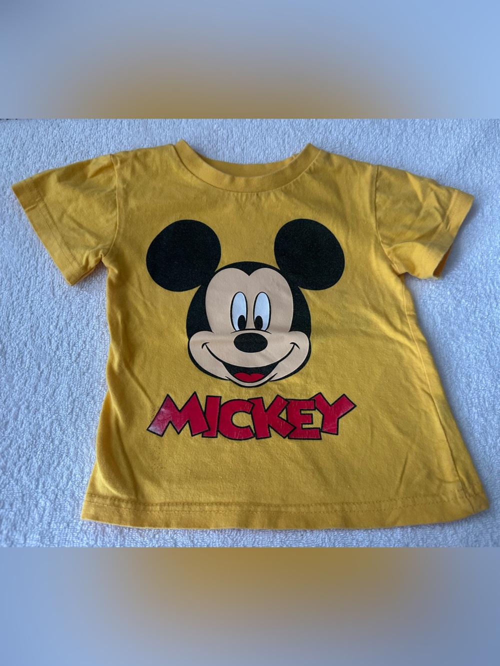 Disney Yellow Mickey Mouse Tee with Black and Red Graphic